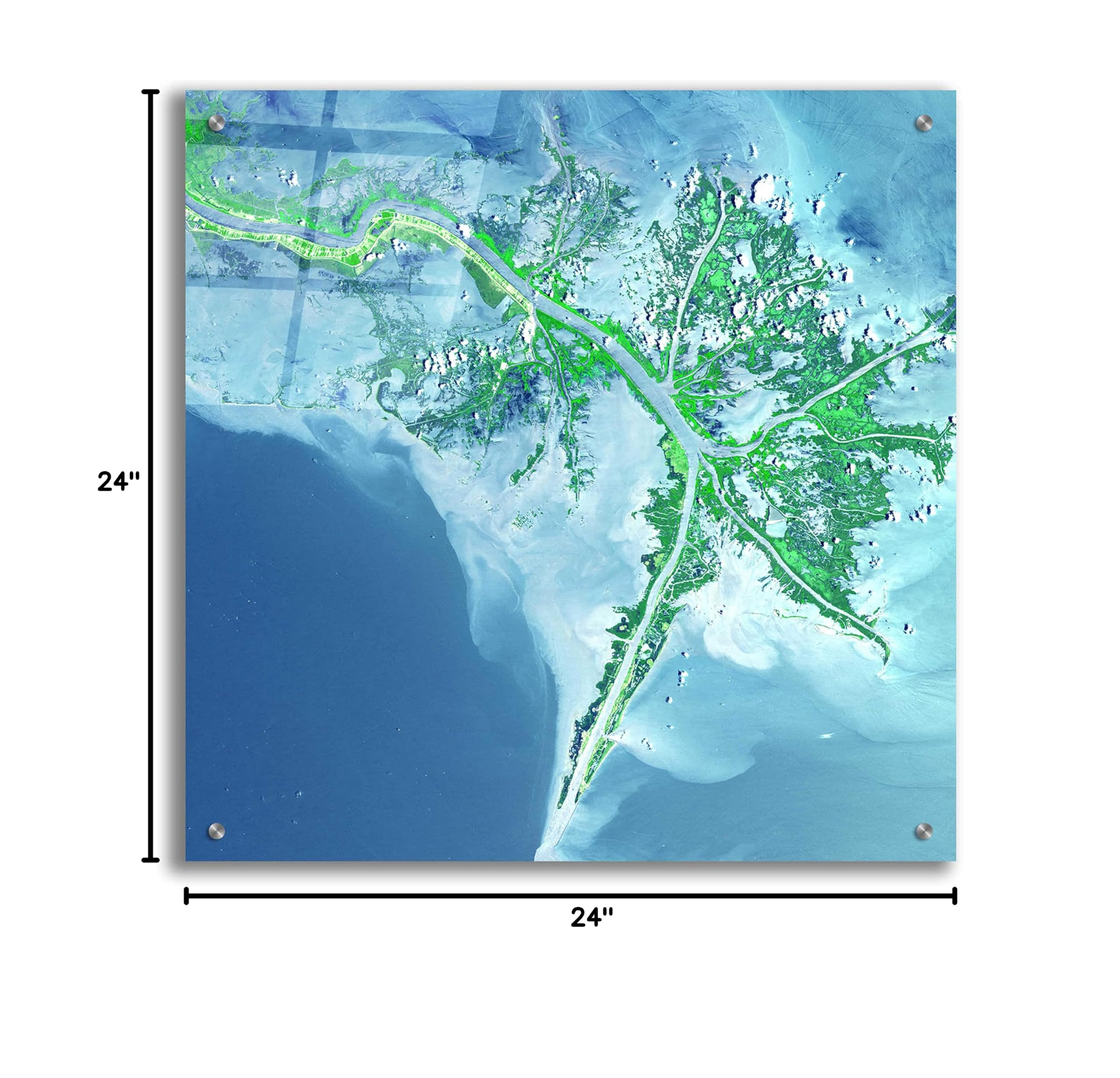Epic Art 'Earth as Art: Mississippi River Delta' Acrylic Glass Wall Art - 24x24 Inch Modern Home Decor - Perfect for Living Room, Bedroom & Office Wall Decor