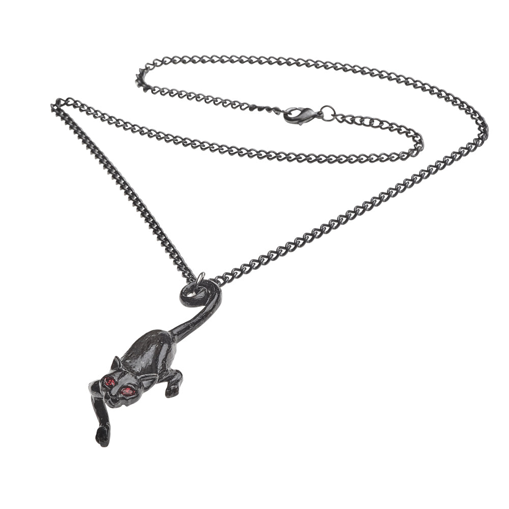 Black Cat Pendant Necklace - Gothic Jewelry for Women, Sterling Silver Halloween Charm for Cat Lovers | Perfect for Halloween Costumes, Witchy Aesthetic & Everyday Wear