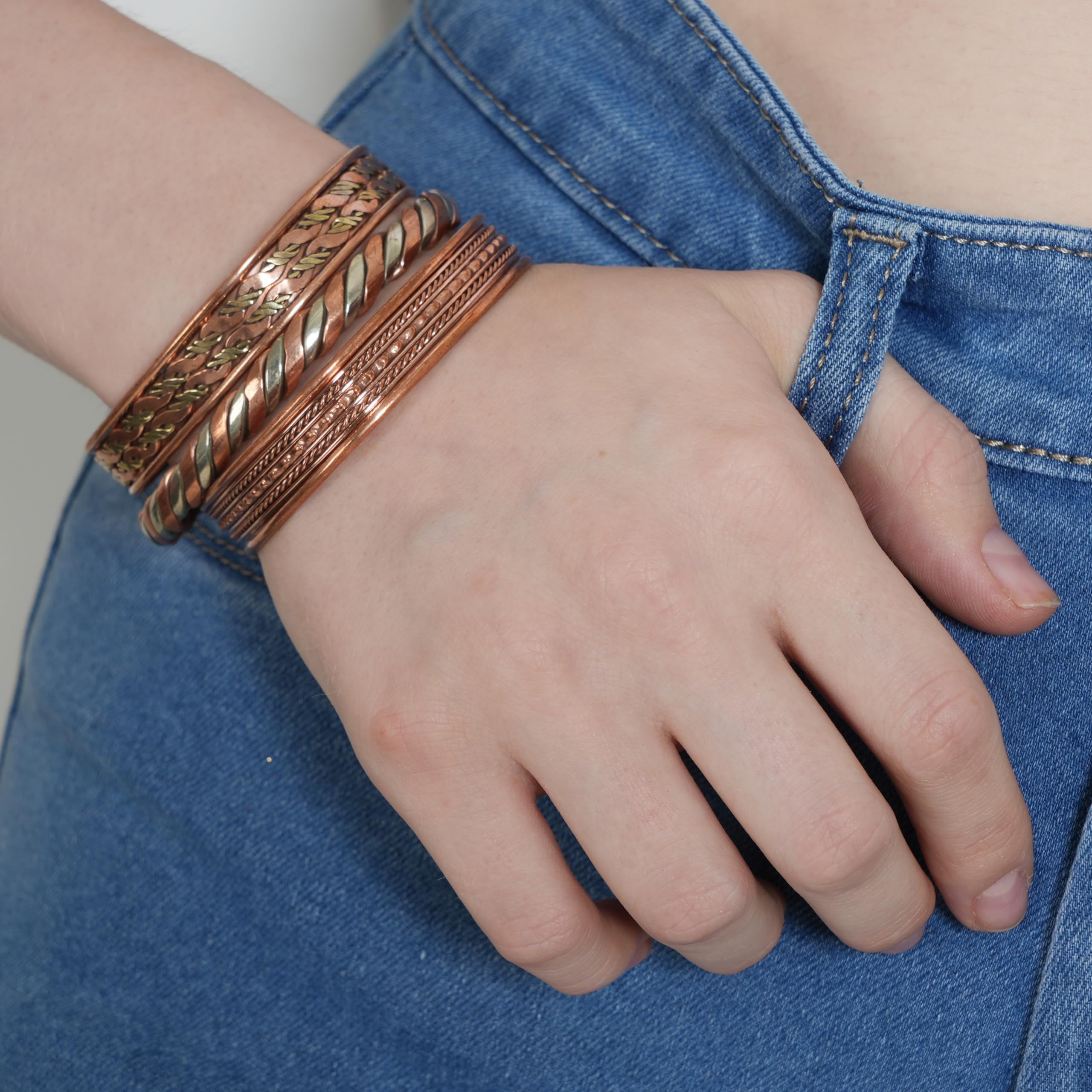 Touchstone Tibetan Style Copper Bracelet - Hand Forged Solid High Gauge Copper Cuff Jewelry for Women & Men - Multiple Design Options - Perfect for Yoga, Meditation & Spiritual Healing