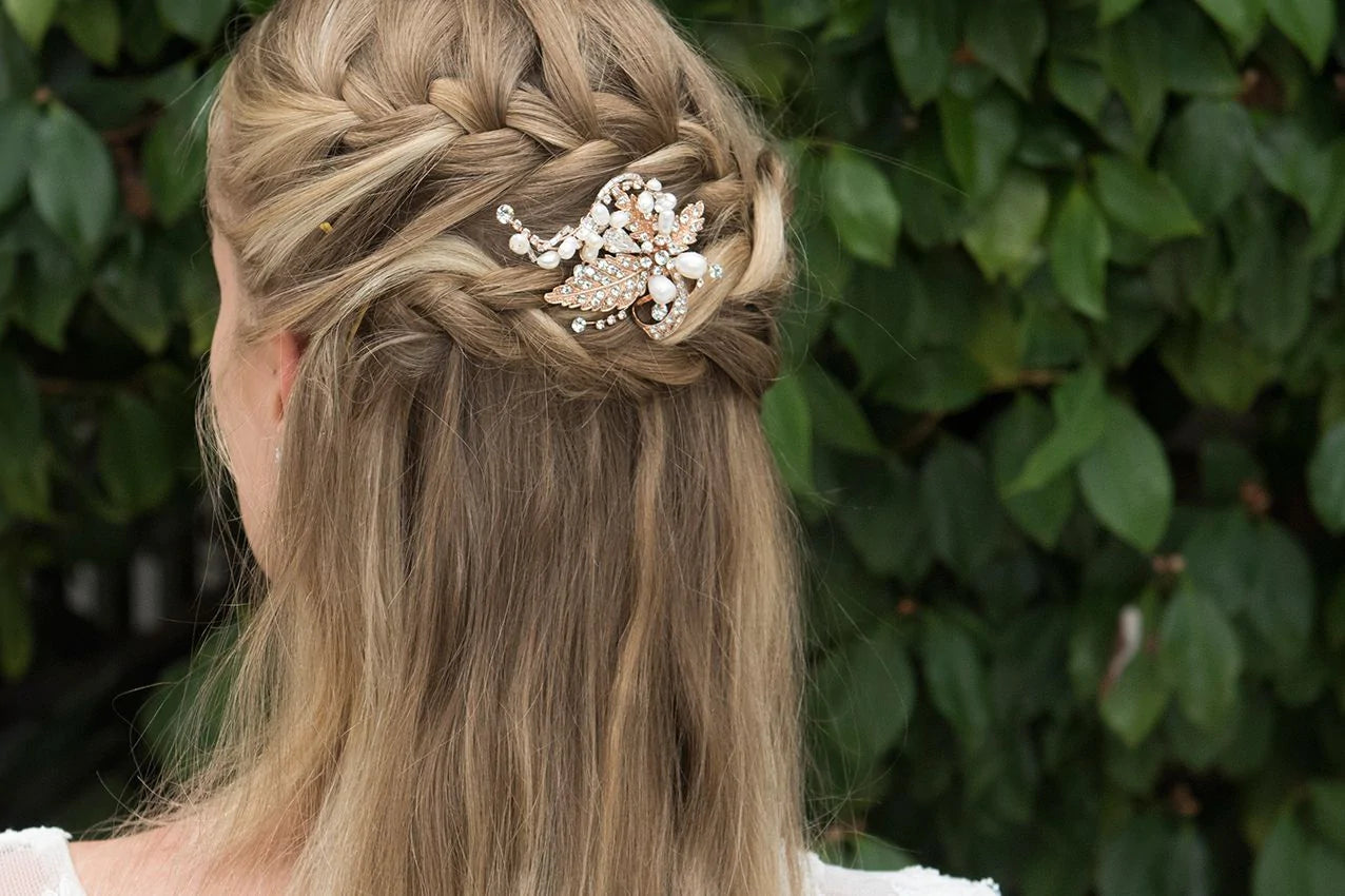 Elegant Rose Gold Bridal Hair Clip with Sparkling Crystals - TALLULA Wedding Hair Accessory for Brides, Bridesmaids & Prom | Perfect for Weddings, Formal Events & Special Occasions
