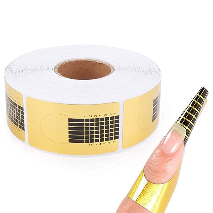 GOLD MAX 500 Pieces Acrylic Nail Forms - Poly Nail Gel Extension Tips & Guide Paper Stickers for Nail Art & Salon Professionals | Perfect for DIY Manicures & Professional Nail Extensions