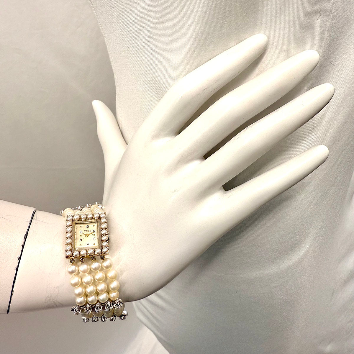 Amnon 17 Jewel Luxury Watch with 4 Strand Pearl Strap & Diamond Accents - Elegant Timepiece for Women, Perfect for Weddings, Parties & Formal Events