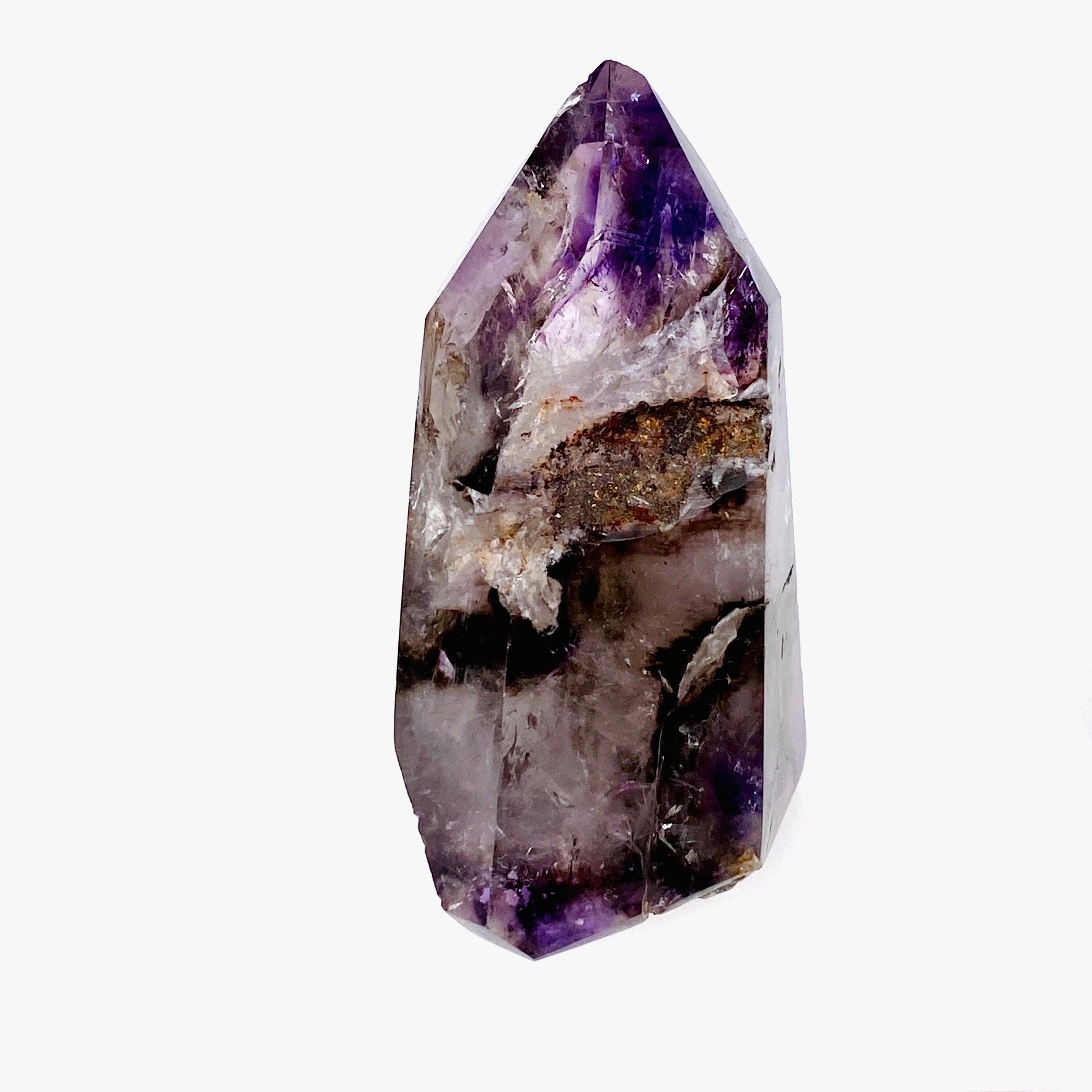 Natural Smokey Amethyst Polished Crystal with Inclusions - Healing Stone for Meditation, Reiki & Home Decor (CR3712)