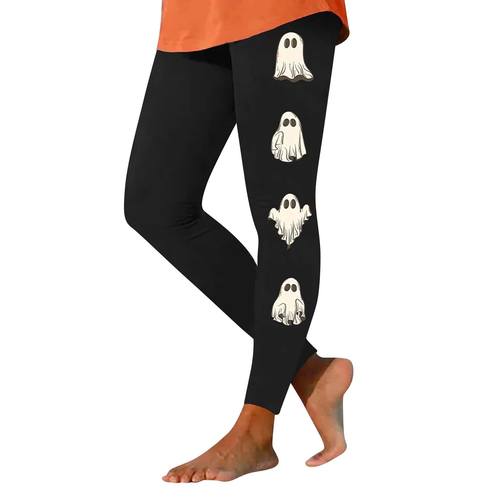 Women's Soft Buttery Print Pockets Seamless Compression Leggings - Skeleton Hand Design - Yoga, Workout & Casual Wear