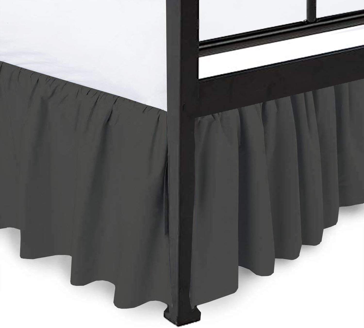 Premium 100% Microfiber Dust Ruffle Bed Skirt - Split Corner Design, Soft & Wrinkle-Free with 21