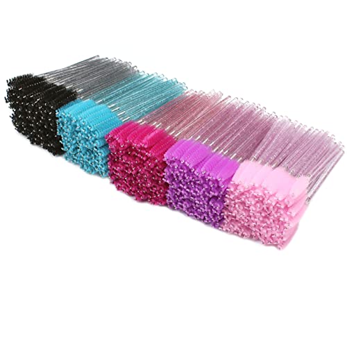 500PCS Disposable Mascara Wands - Eyelash Brush Spoolies for Eyebrow & Lash Extensions - 5 Color Cosmetic Makeup Brush Set - Perfect for Salon, DIY Beauty & Professional Makeup Artists