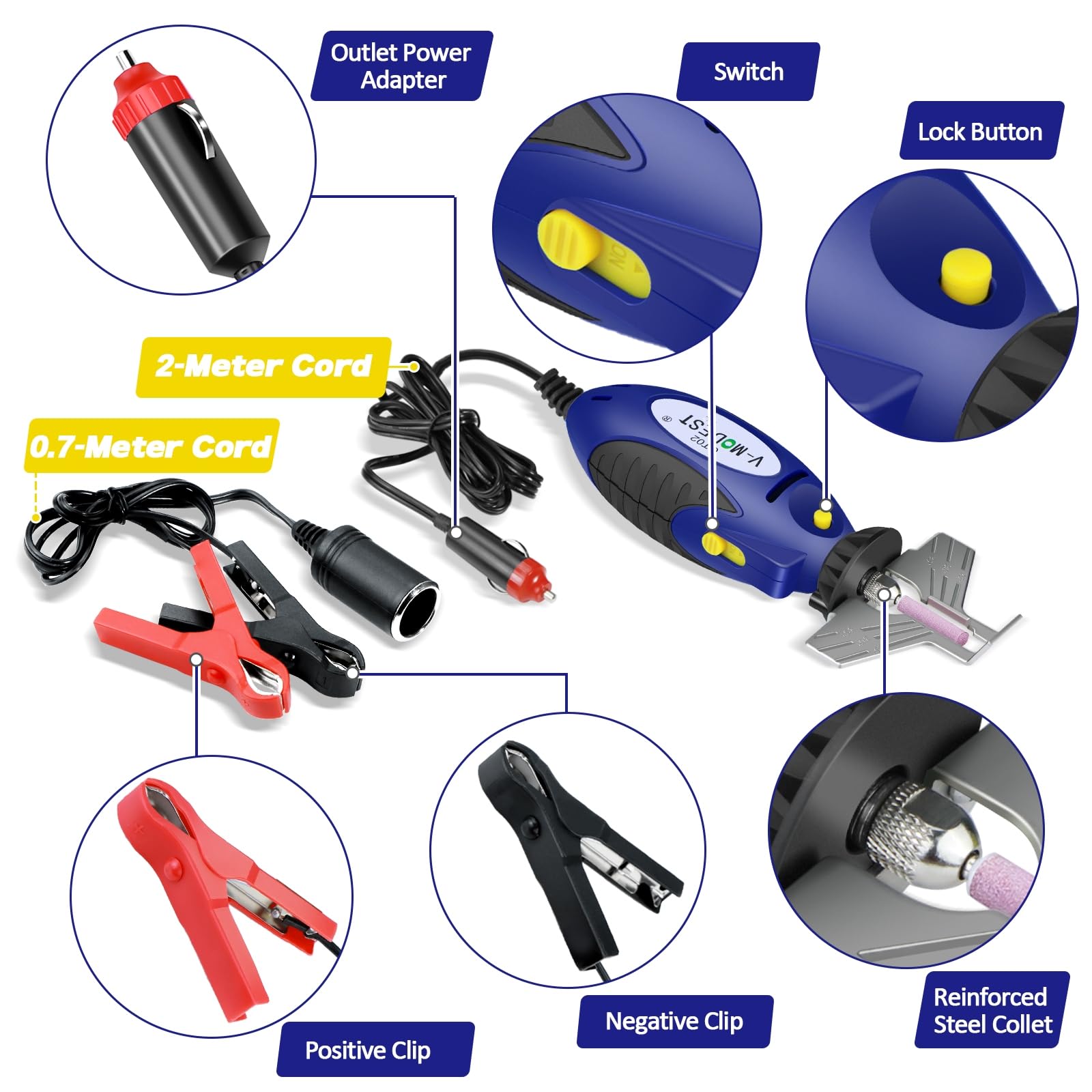 12V Handheld Electric Chainsaw Sharpener Tool - 25000 RPM Portable Grinder with 6 Titanium Diamond Bits - Fits All Chainsaw Chains - Car Battery Powered - Perfect for Outdoor Wood Cutting, Tree Trimming, and DIY Chainsaw Maintenance