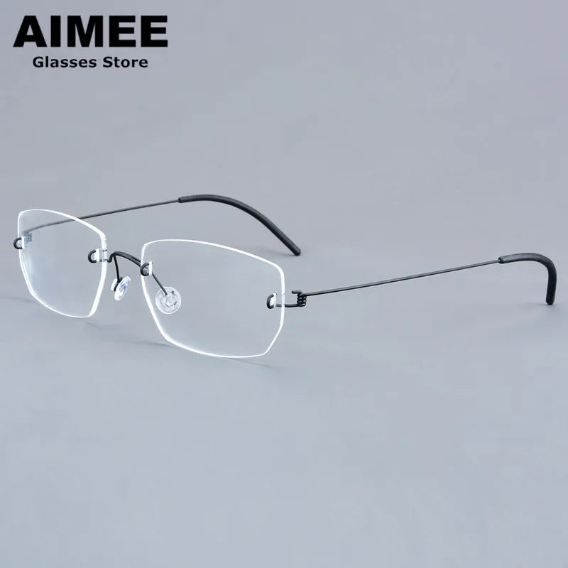 Aimee Women's Rimless Square Screwless Titanium Eyeglasses Frame 92527 - Lightweight Comfort for Work, Reading & Fashion