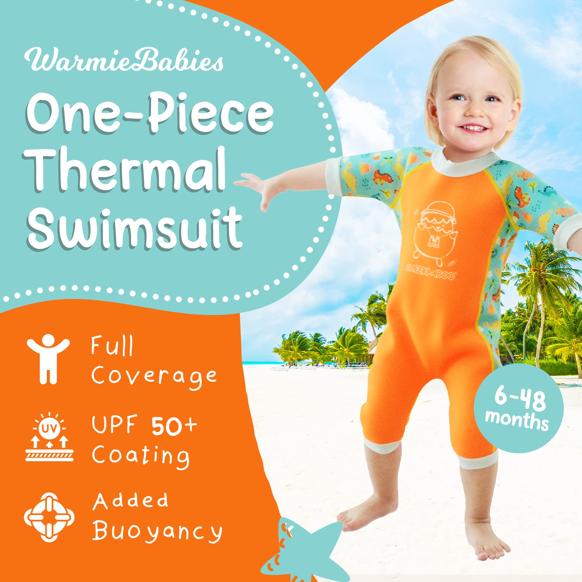 Warmiebabes UPF50+ Neoprene Baby & Toddler Swimsuit - Quick Dry Thermal Wetsuit for Boys & Girls - Perfect for Beach, Pool & Water Play