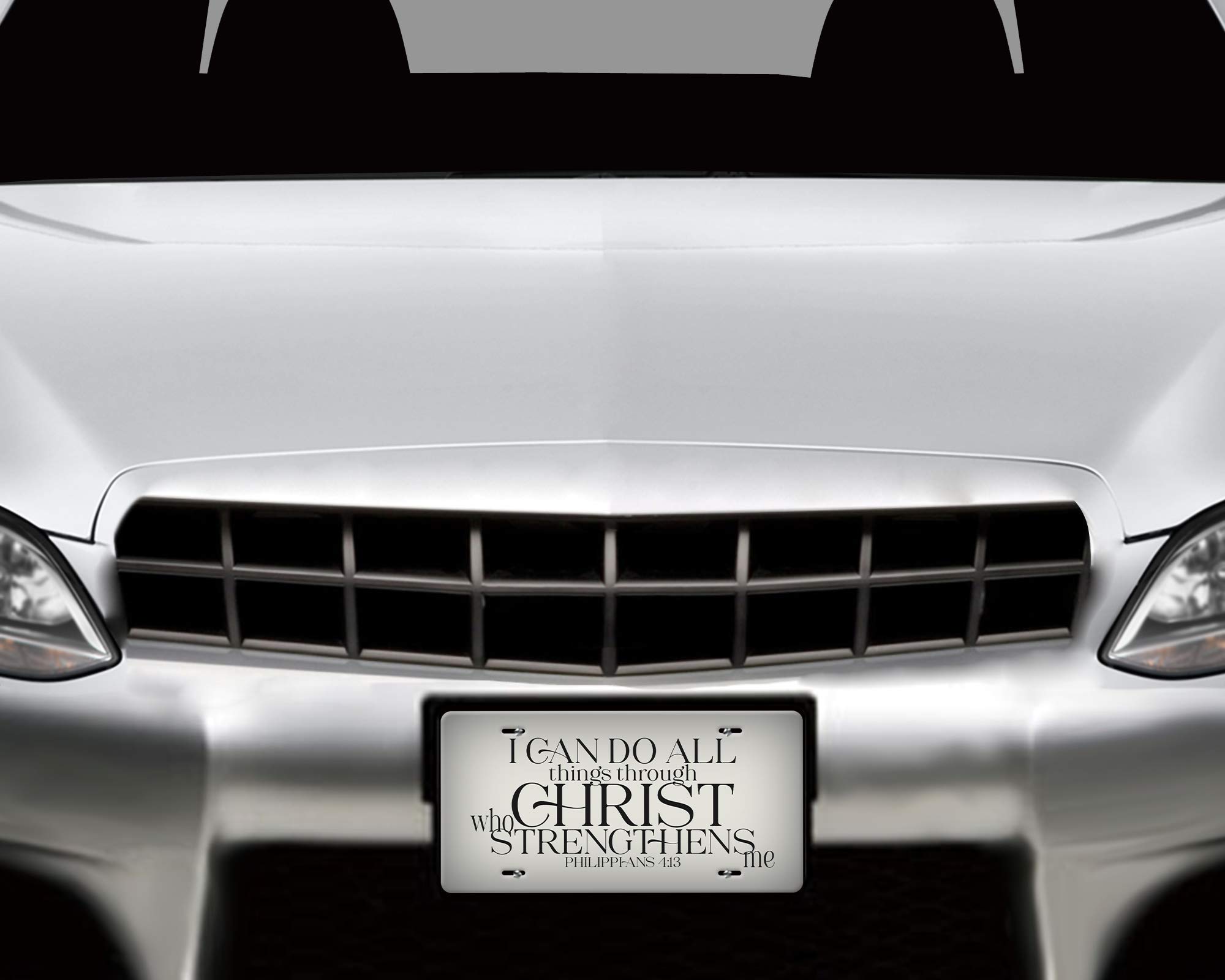 Philippians 4:13 Christian Bible Verse Car License Plate - Inspirational Auto Accessory