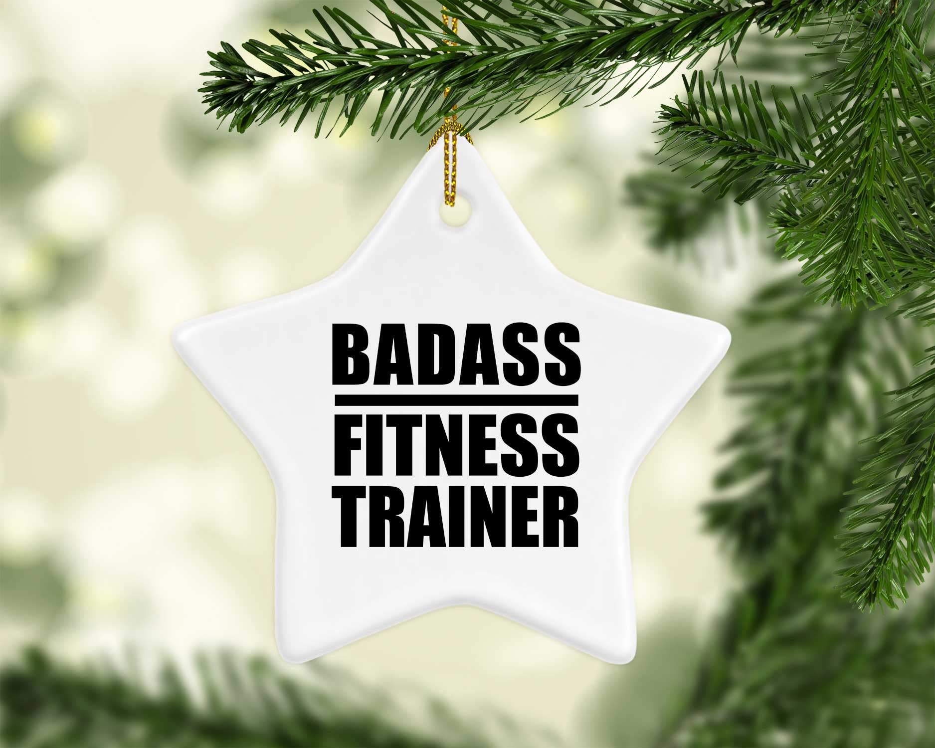 Christmas Tree Decorations - Badass Fitness Trainer Star Ornaments | Unique Holiday Gifts for Birthday, Anniversary, Valentine's Day, Mother's Day & Father's Day | Perfect for Men, Women, Him, Her, Friends, Mom, Dad & Wife | Great for Home Decor, Holiday Parties & Festive Celebrations