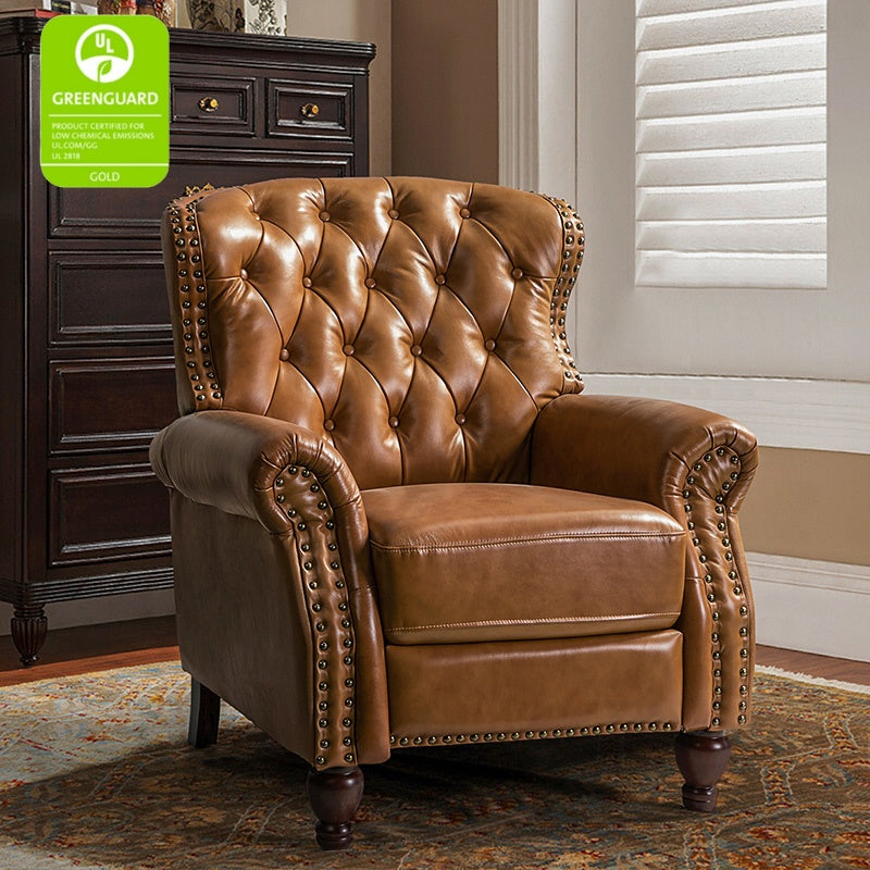 Premium Genuine Leather Oversized Recliner Chair for Living Room - Comfortable Lounge Chair for Home Theater, Reading Nook & Relaxation