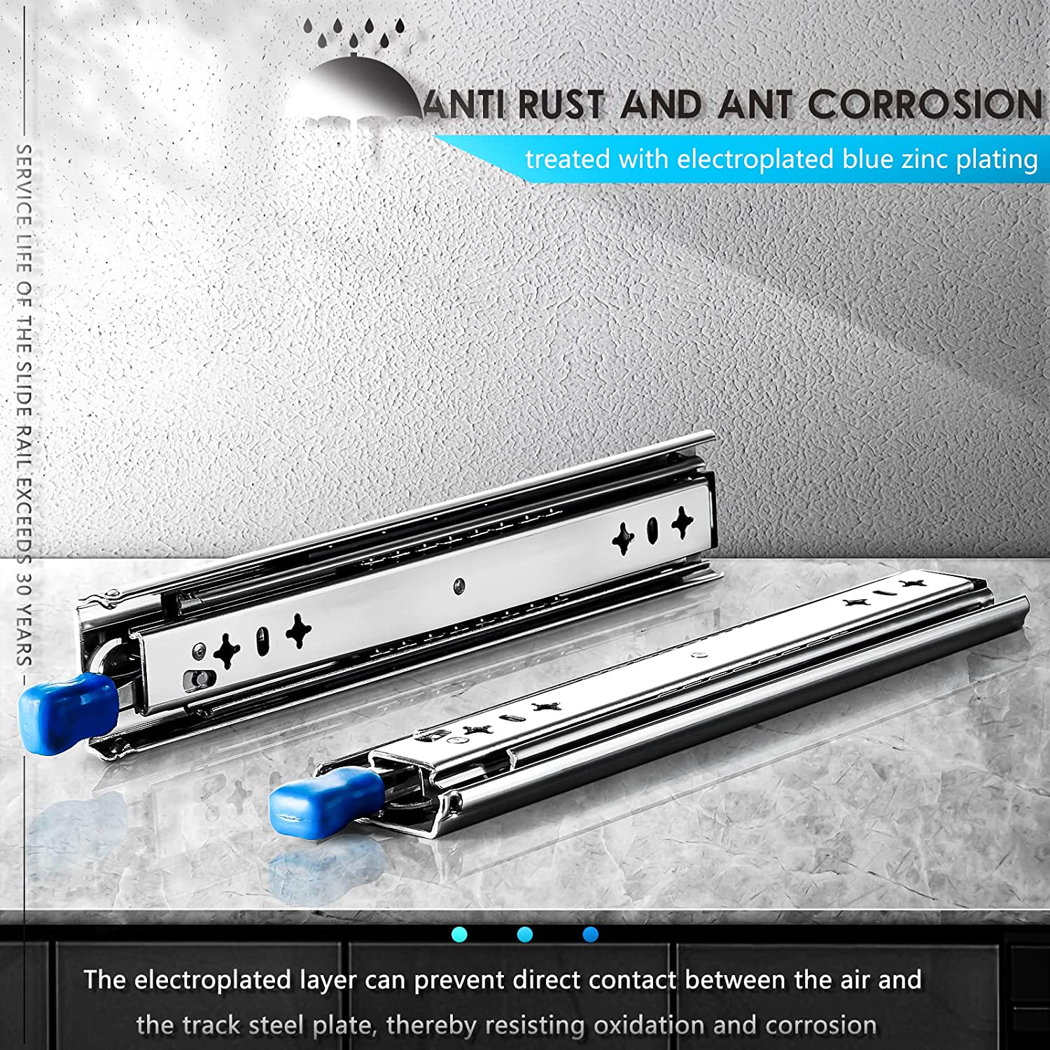 16 Inch Heavy Duty Drawer Slides 150KG Capacity - Locking Ball Bearing Drawer Rails for Kitchen Cabinets, Office Furniture & Workshop Storage