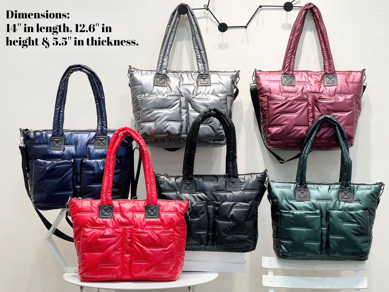 Quilted Puffer Tote Bag - Soft Plush Puffy Handbag for Women - Perfect for Work, Gym & Daily Commute - Stylish & Versatile Shoulder Bag for Office, Travel & Shopping
