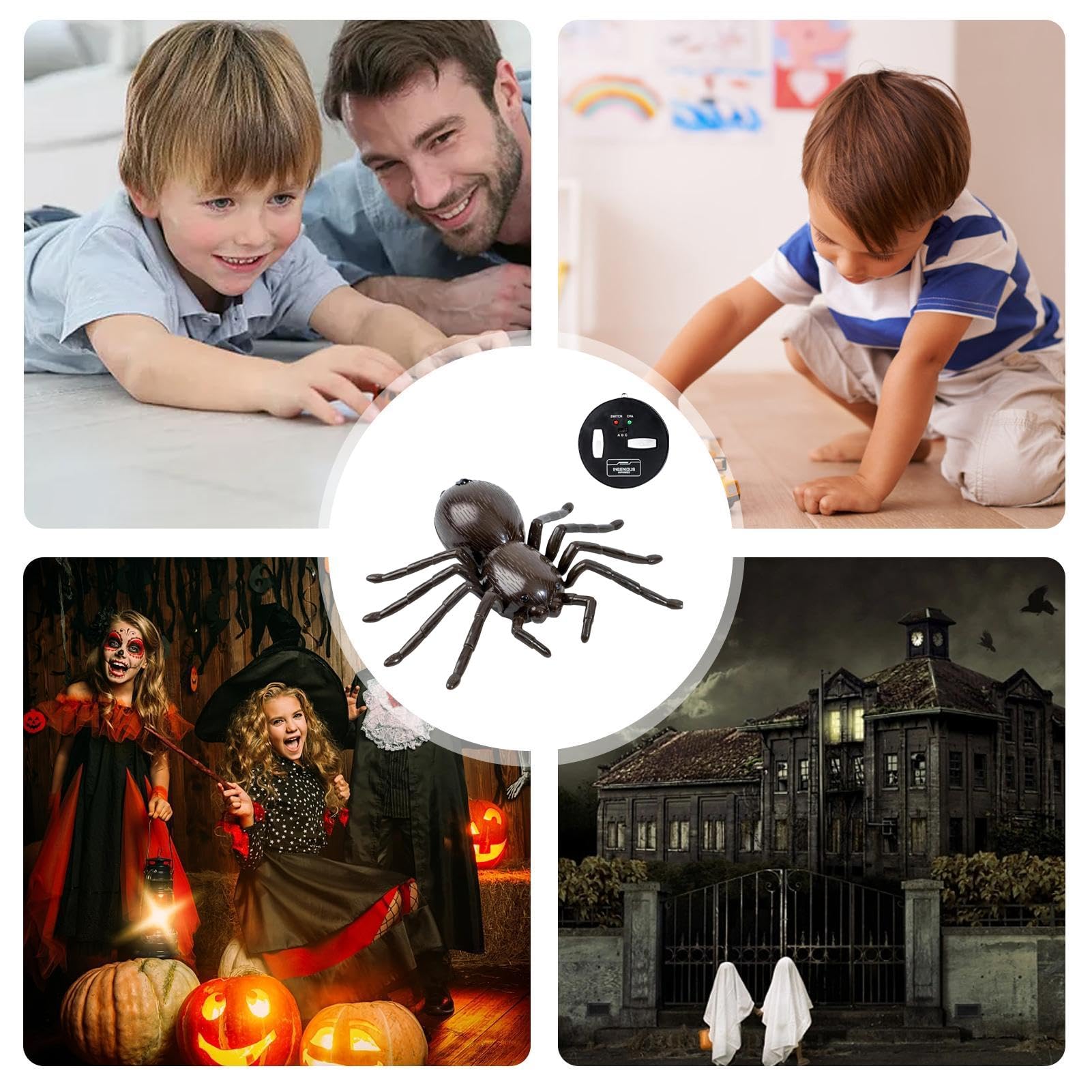 Realistic Remote Control Spider Toy with Glowing LED Lights - Halloween Prank Toy for Kids, Moving Legs & Scary Effects - Perfect for Halloween Parties, Pranks, Jokes & Scary Decorations (1pc)