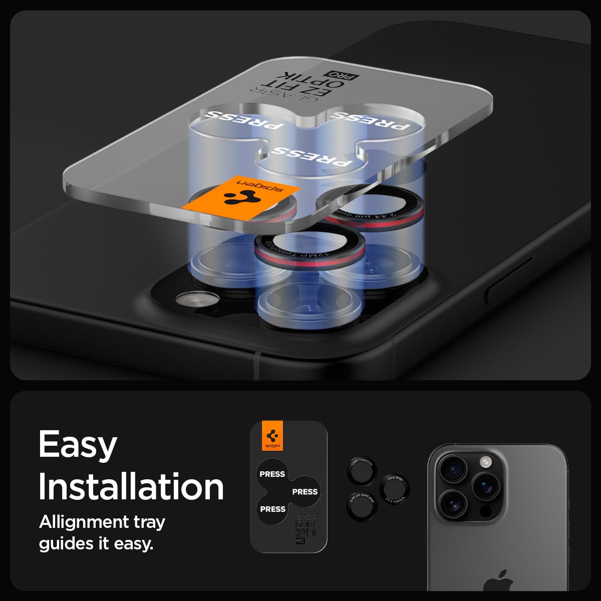 Spigen Camera Lens Screen Protector [GlasTR EZ Fit Optik Pro] for iPhone 16 Pro Max/16 Pro/15 Pro Max/15 Pro - Case Friendly Tempered Glass (2 Pack) - Perfect for Outdoor Photography & Travel Protection