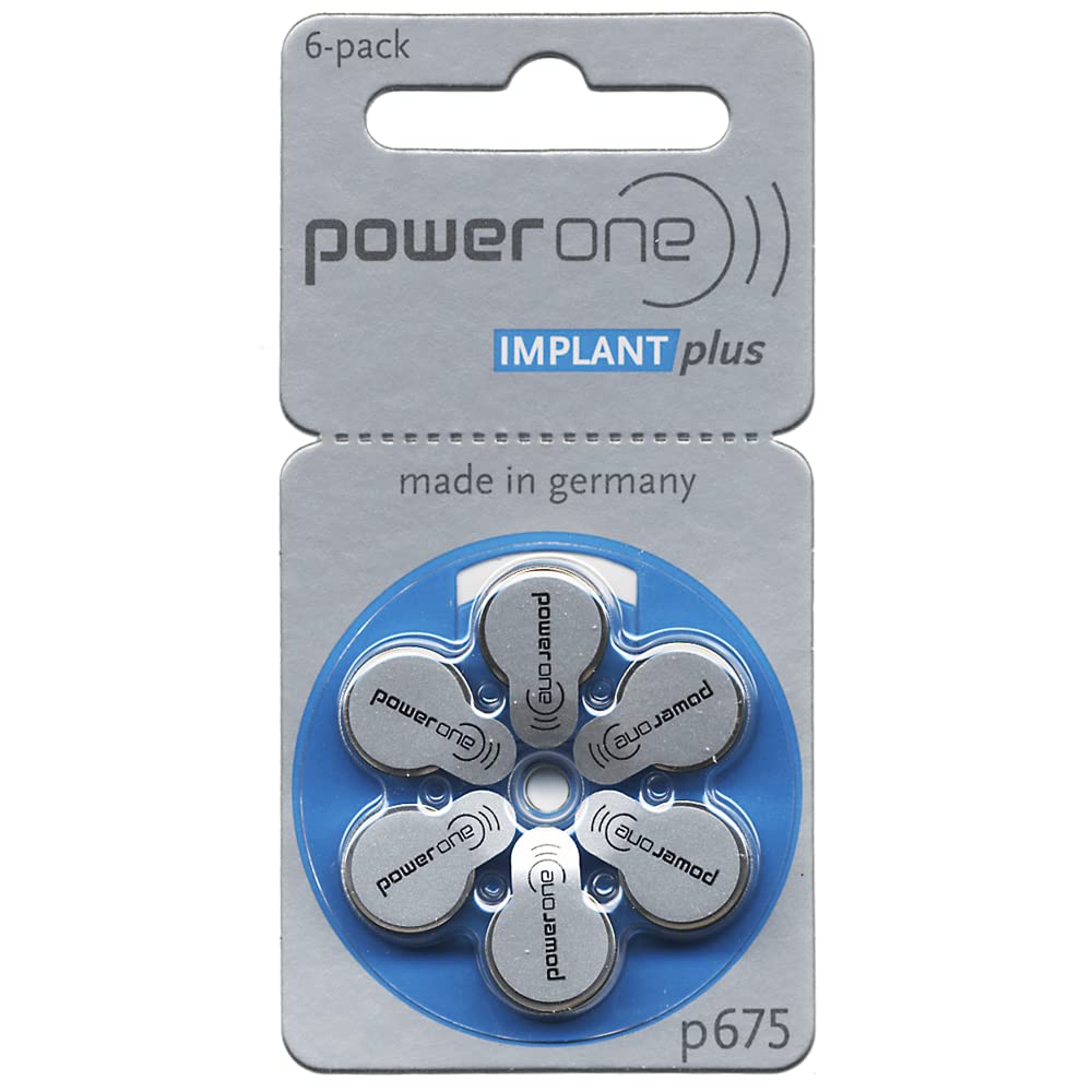 Power One Cochlear Implant 675 Hearing Aid Batteries - 300 Count (5 x 60-Packs) - Long-Lasting Zinc Air Batteries for Hearing Devices - Perfect for Travel, Work & Daily Use