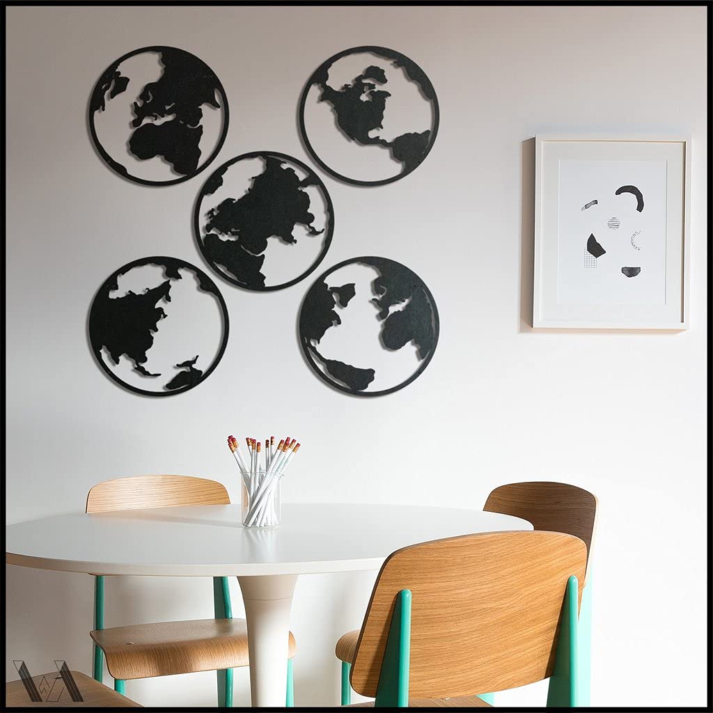 Mercator Metal Wall Art Decor for Living Room & Bedroom - Indoor Outdoor Wall Hanging