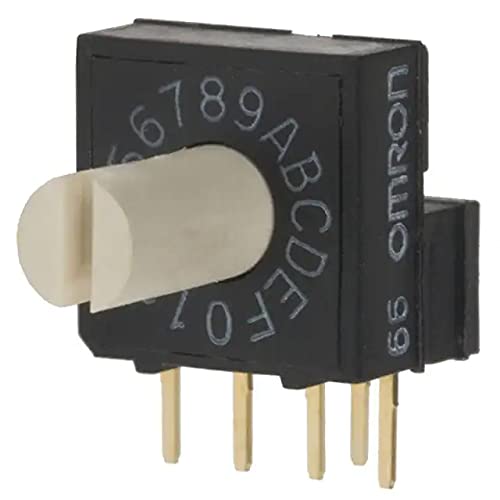 16 Position Rotary Dip Switch Hexadecimal A6RV-161RS - 25mA 24V Through Hole RoHS Compliant for PCB Circuit Board & DIY Electronics Projects