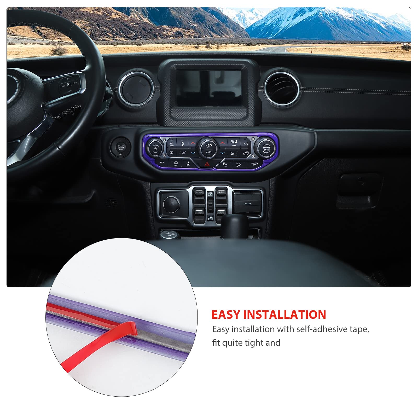 RT-TCZ Purple AC Vent Dashboard Trim Panel Cover for 2018-2022 Jeep Wrangler JL/JLU & Gladiator JT - Interior Accessories Upgrade Kit (Perfect for Off-Road Adventures & Custom Car Styling)