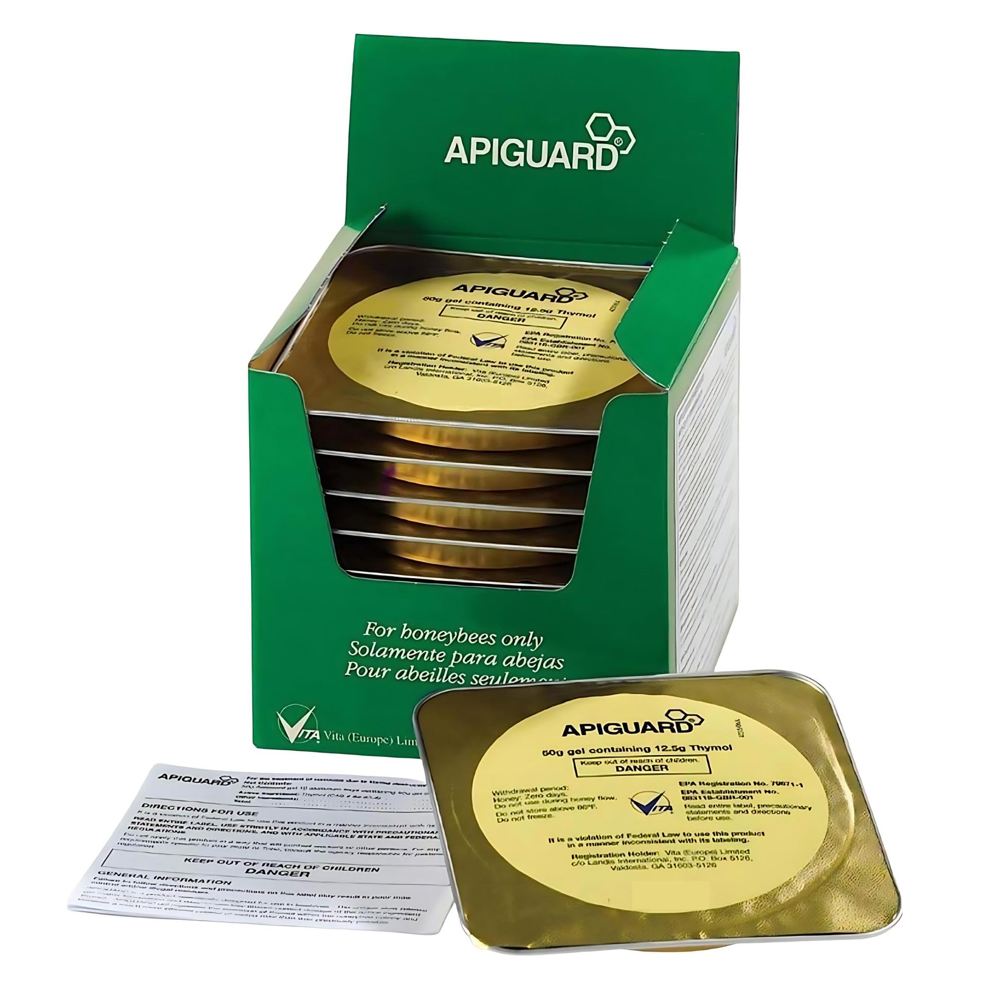 Apiguard ONE Box of 10x50g Varroa Mite Treatment Trays for Honey Bee Hives - 2 Trays per Hive Recommended - Natural Beehive Protection by Vita Bee Health - Perfect for Beekeepers & Apiary Maintenance