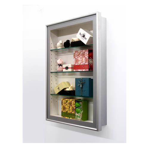 Premium Designer Metal Shadow Box Swing Frames with Glass Shelves & Interior Lighting - 8