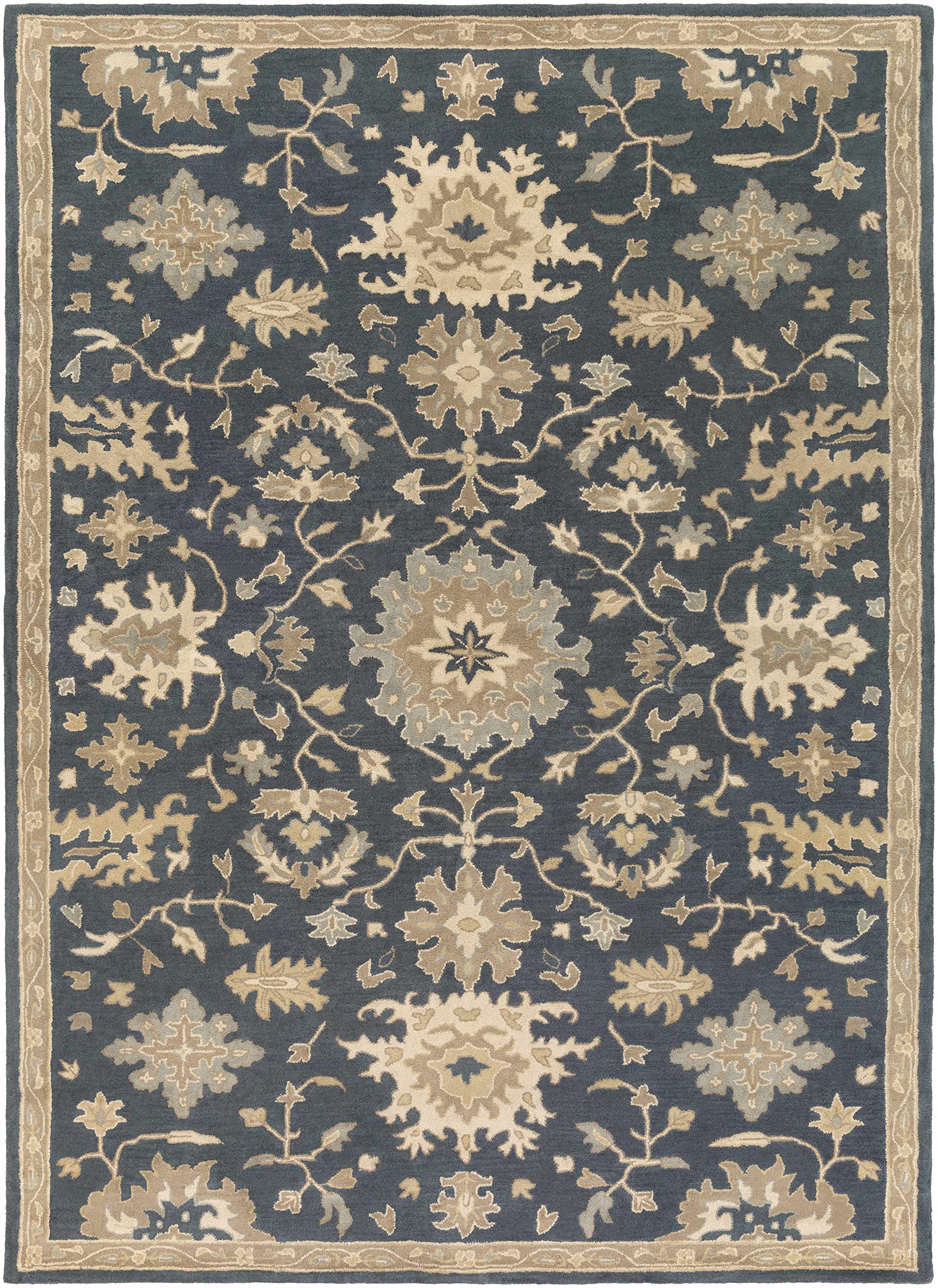 Hauteloom Hazen Wool Area Rug - Traditional Brown, Green, Beige 4' Round - Soft Living Room & Bedroom Rug - Perfect for Cozy Home Decor, Family Gatherings & Relaxing Spaces