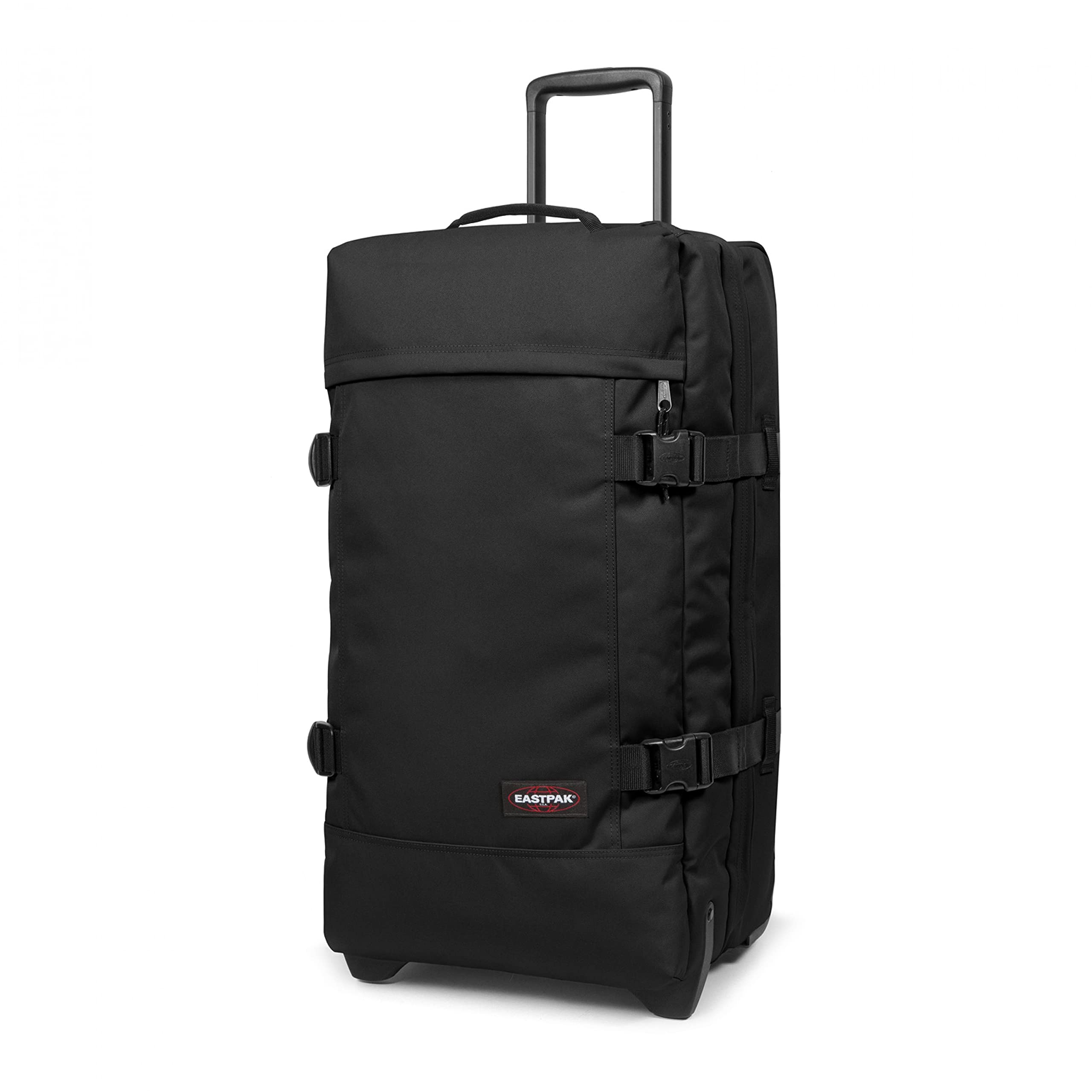 Eastpak Tranverz Wheeled Suitcase - TSA Lock, 2 Wheels & 2 Compartments with Compression Straps - Medium Black Carry-On Luggage for Business & Vacation Travel