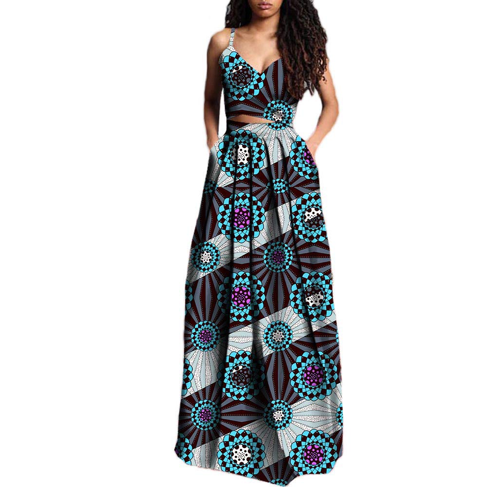 **African Print Dashiki Tops & Maxi Skirt Set for Women Plus Size – Ankara Outfit with Pockets for Casual Wear, Parties & Cultural Events**