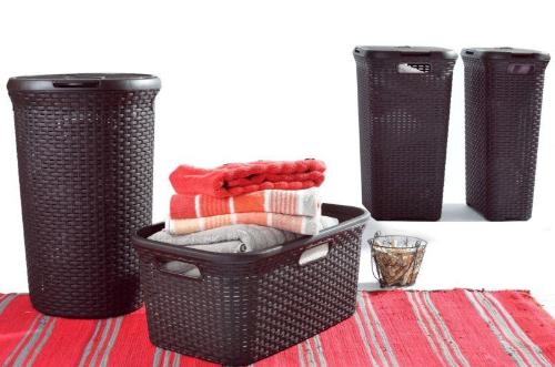 Rattan Style Rectangular Slim Laundry Hamper - 40L Capacity for Clothes Storage | Perfect for Bedroom, Bathroom, and Dorm Organization