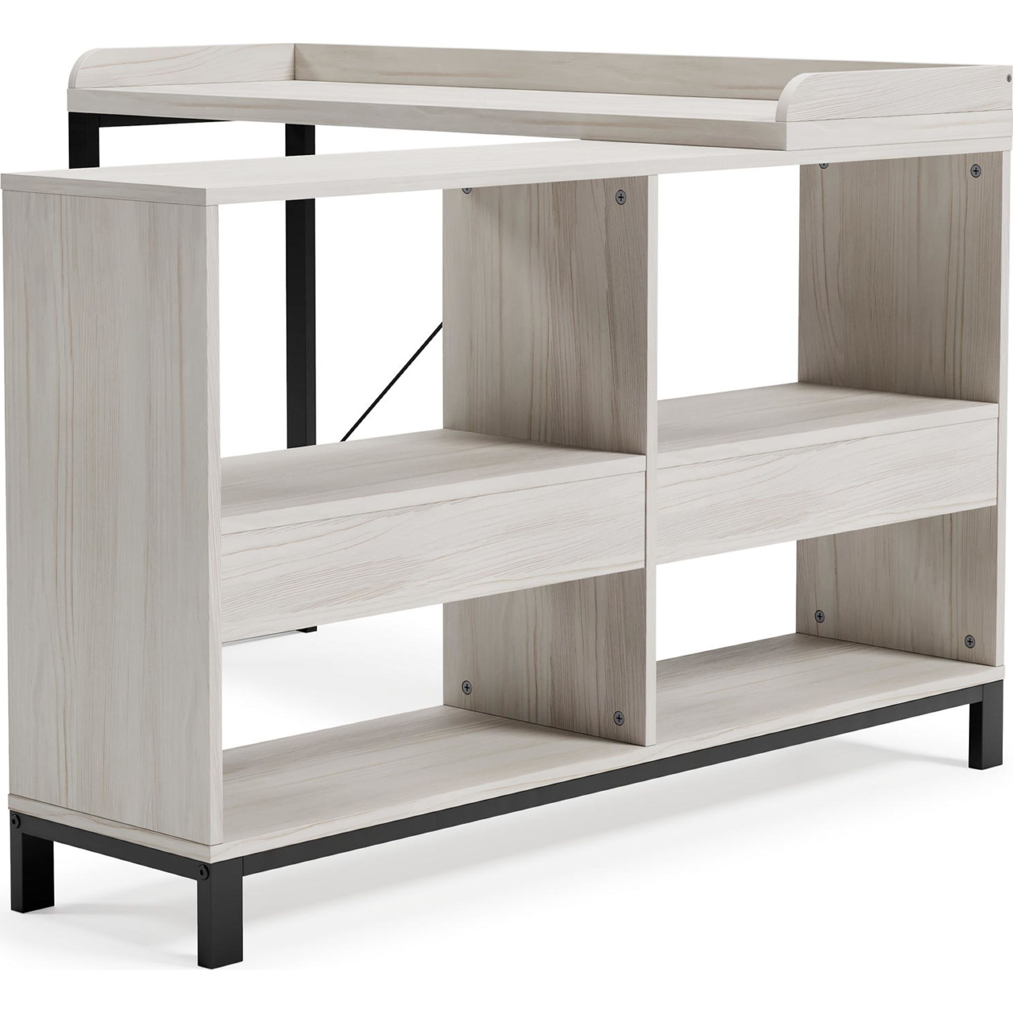 Bayflynn L-Shaped Computer Desk - White & Black Home Office Desk for Small Spaces, Gaming & Workstation Setup