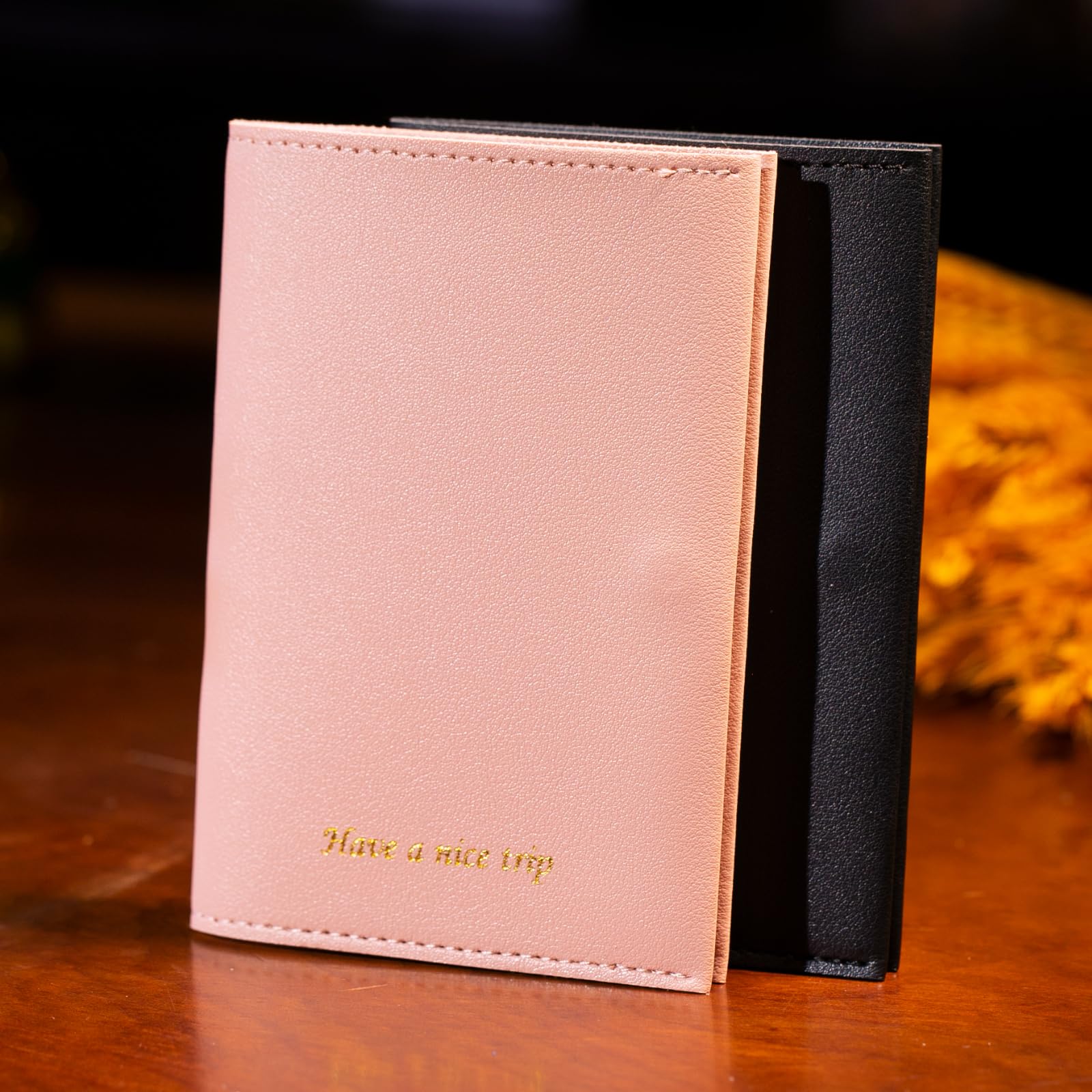 Premium RFID Blocking Passport Holder for Women & Men - Leather Travel Passport Wallet Cover with Multiple Card Slots - Ideal for Family Vacations, Business Trips & International Travel (Pink & Black)