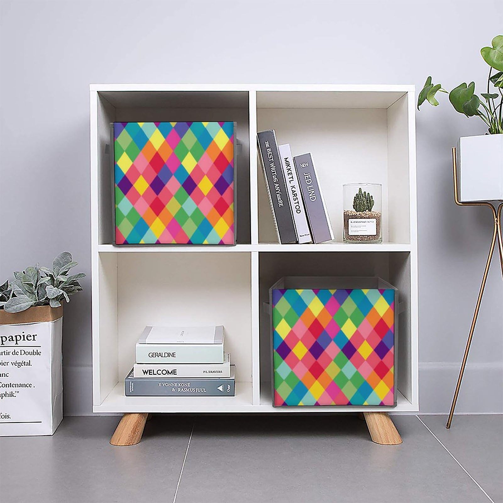 Colorful Folding Storage Bins with Handles - Home & Office Organizers