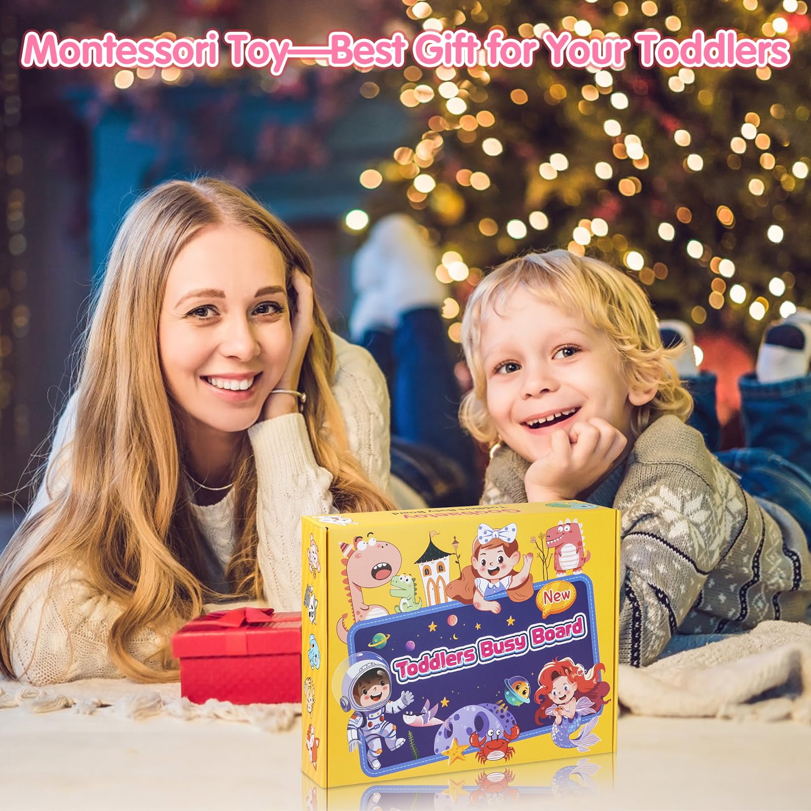 Montessori Busy Board for Toddlers 1-3 - Sensory Travel Toy for Girls | Christmas Birthday Gift for 2 Year Olds | Airplane & Road Trip Activity