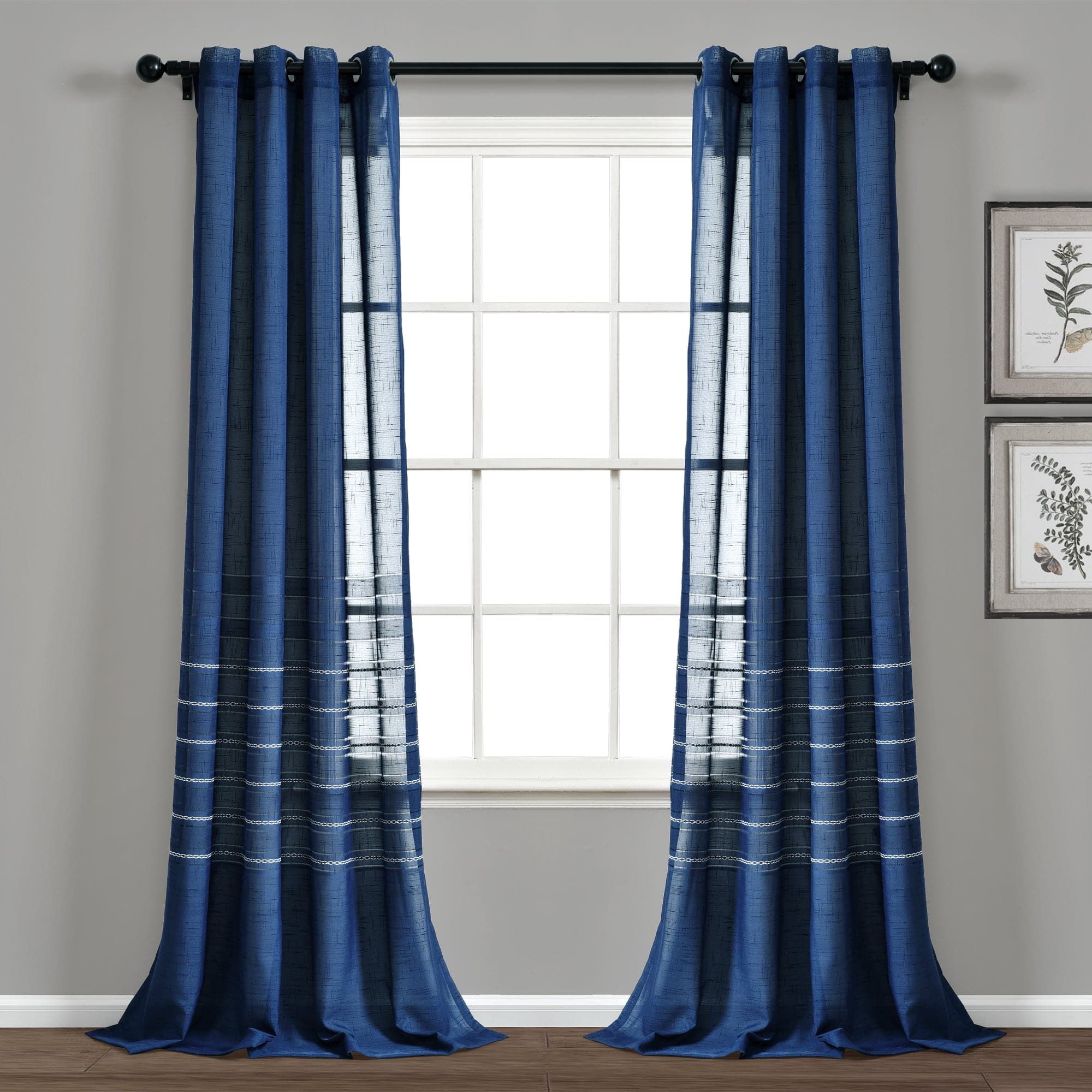 Sheer Window Curtain Panel Set with Grommet Top - Light Filtering Privacy Drapes for Living Room, Bedroom & Office - Bridie Collection