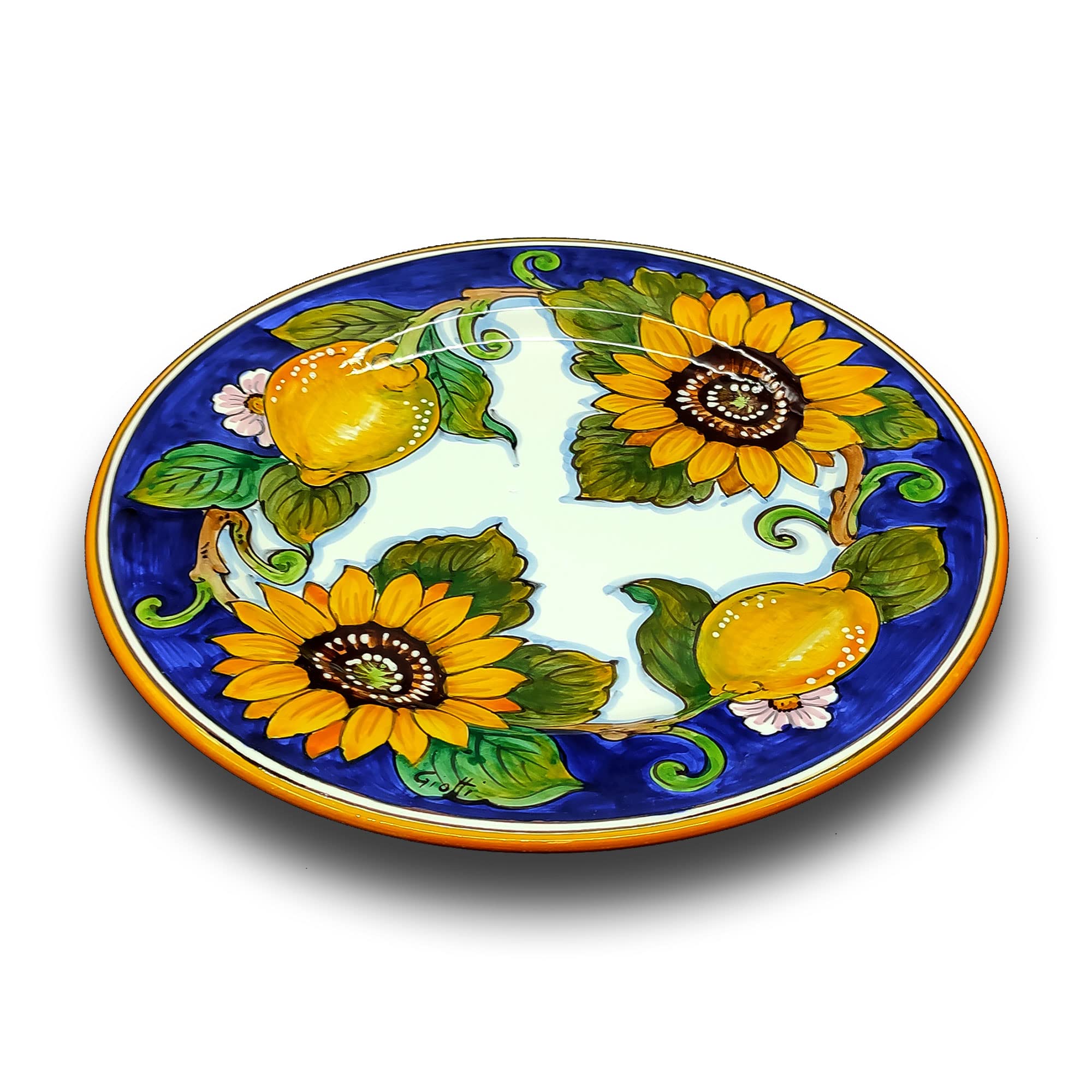 Italian Ceramic Dinnerware Set for 4 - Hand Painted Tuscan Kitchen Dishes with Lemons & Sunflowers - Authentic Italian Pottery Plates & Bowls - Elegant Home Decor - Perfect for Family Dinners, Entertaining Guests, and Rustic Kitchen Decor