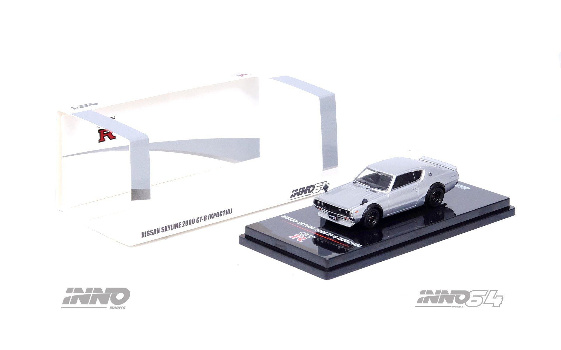 INNO64 1:64 Scale Nissan Skyline 2000GT-R KPGC110 Diecast Model Car - Silver | Collectible Miniature Toy for Display, Racing Games & Car Enthusiasts