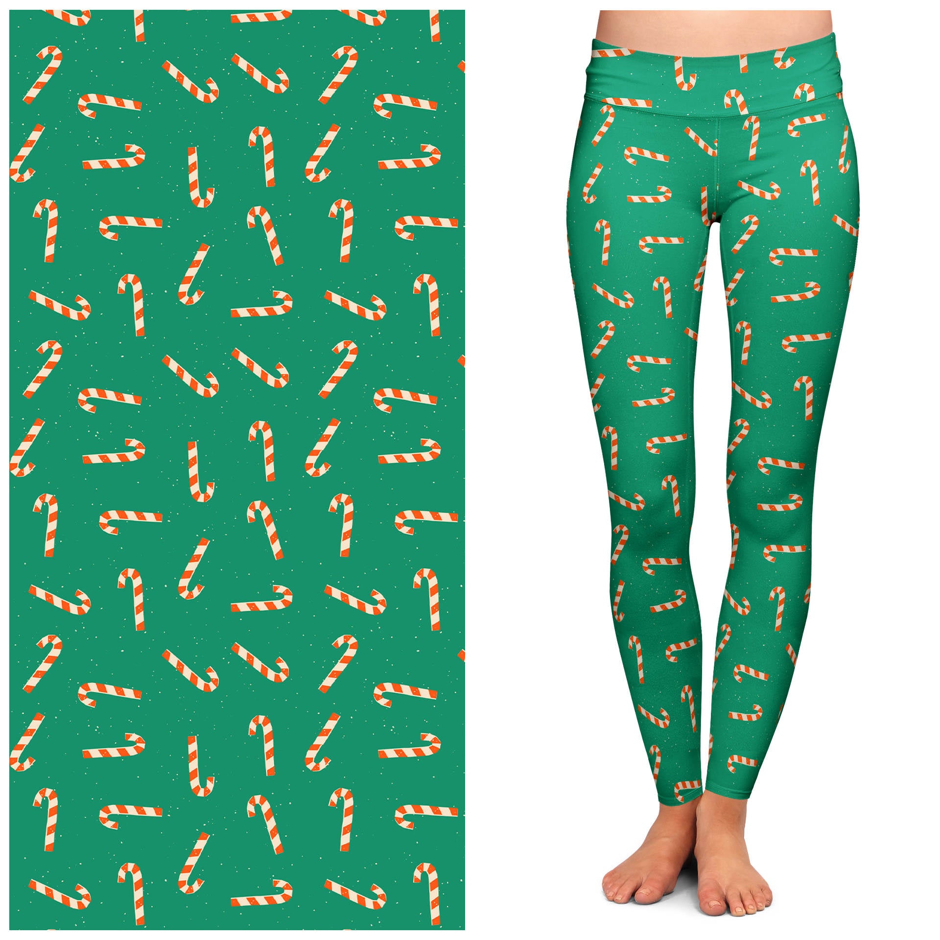Peppermint Twist Buttery Soft High-Waist Yoga Leggings by Lipstick & Chrome - Perfect for Workouts, Lounge & Everyday Comfort
