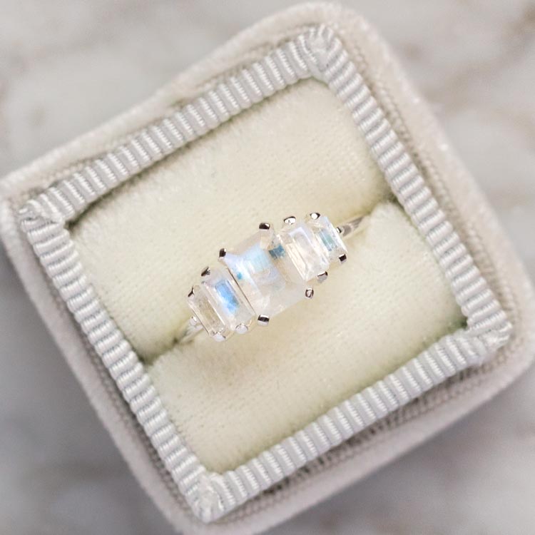 Moonstone Silver Deco Ring for Women - Elegant Boho Jewelry for Everyday Wear & Special Occasions