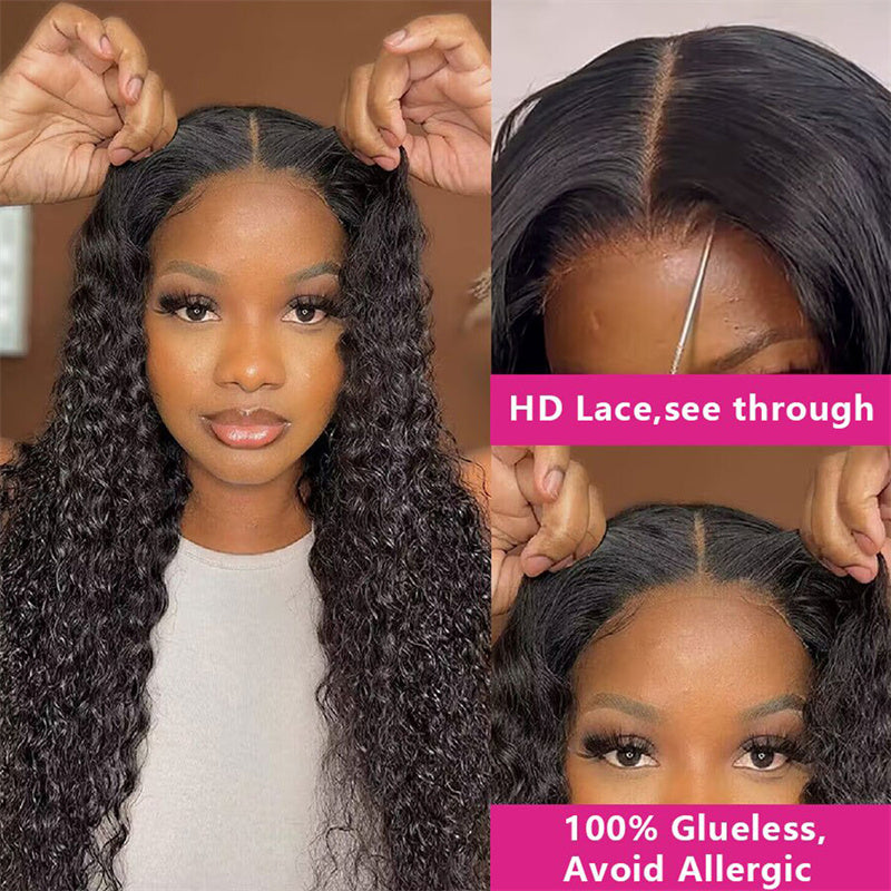 Eullair Wear Go Glueless Wig - Water Wave 6x4 5x5 HD Lace Closure Human Hair Wigs for Women | Pre-Cut Lace, Natural Hairline & Beginner Friendly | Perfect for Daily Wear, Parties & Special Occasions