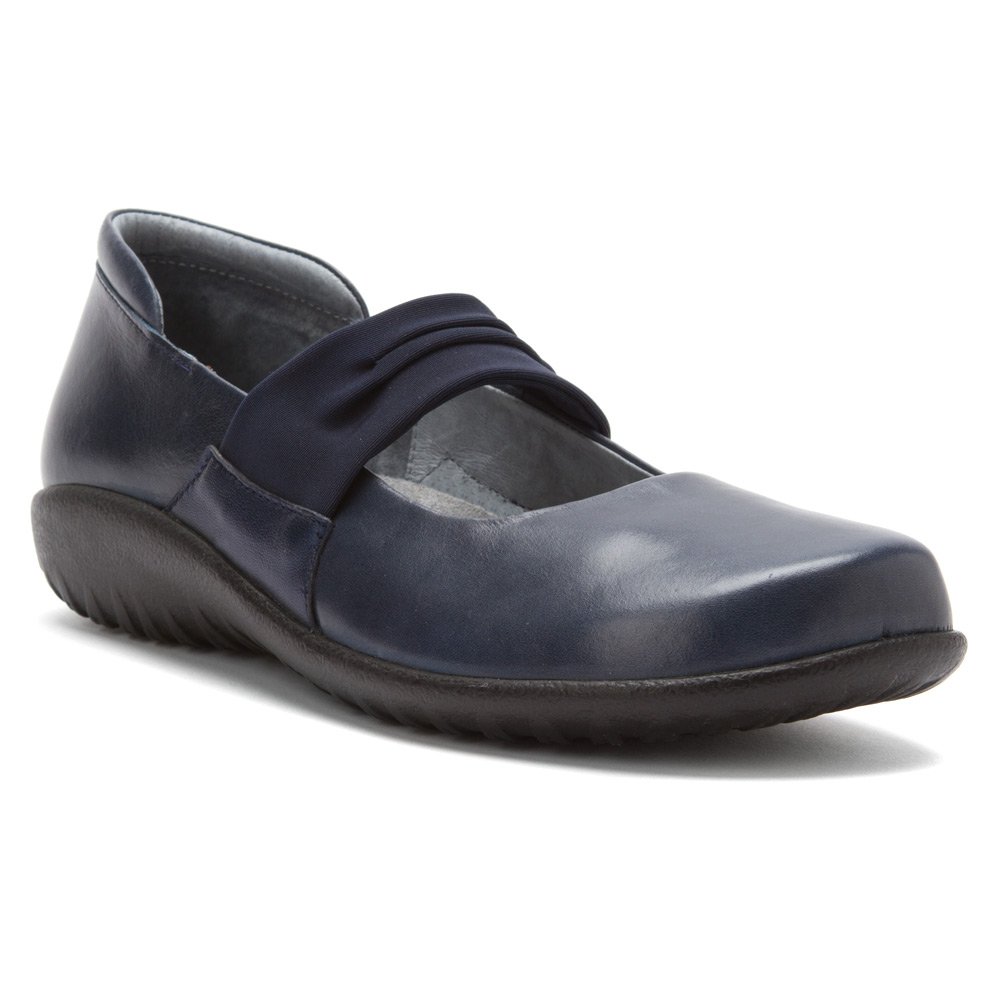 Naot Women's Koa Ink Leather Polar Sea Flats - Comfortable Leather Slip-On Shoes for Women, Navy Blue, Size 37 M - Perfect for Work, Travel & Casual Wear