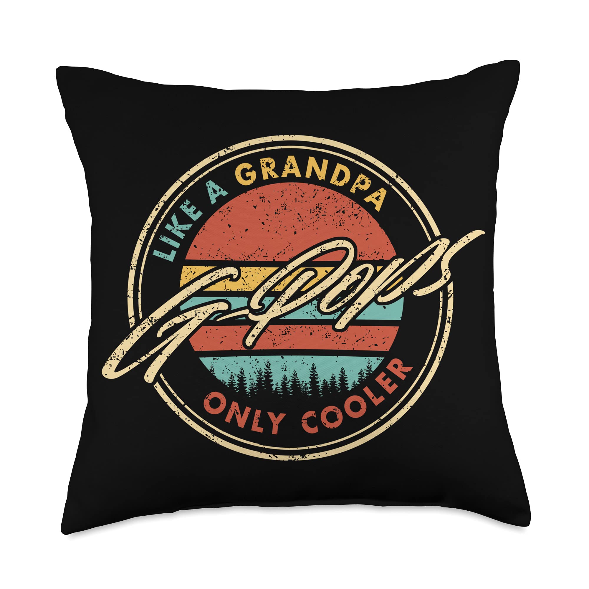G-Pops: Like A Grandpa Only Cooler Throw Pillow - 18x18 Inches Multicolor Funny Couch Decorative Pillow for Living Room, Bedroom & Gifts