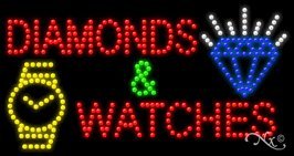 Diamonds & Watches LED Neon Sign - 17x32x1 Inch Custom Glowing Decor for Jewelry Stores, Bars, Weddings & Home - USA Made