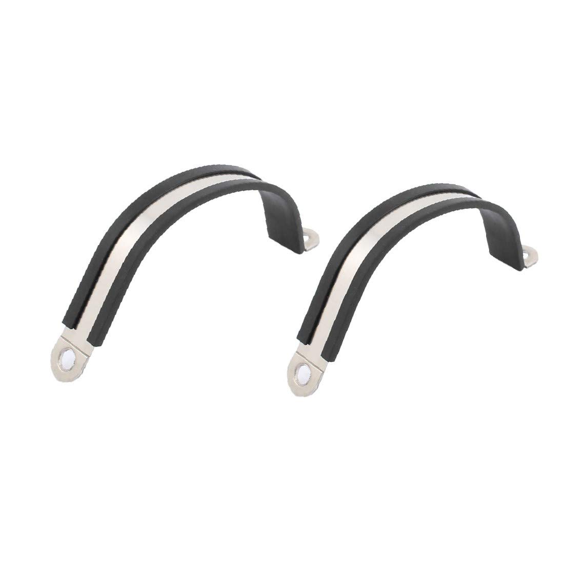 X-DREE 2Pcs 40mm Diameter Rubber Lined R-Shaped Stainless Steel Tube Pipe Clamps for Cable Management - Heavy Duty Pipe Clips for Plumbing, Automotive, and Electrical Wiring (2 Pack)