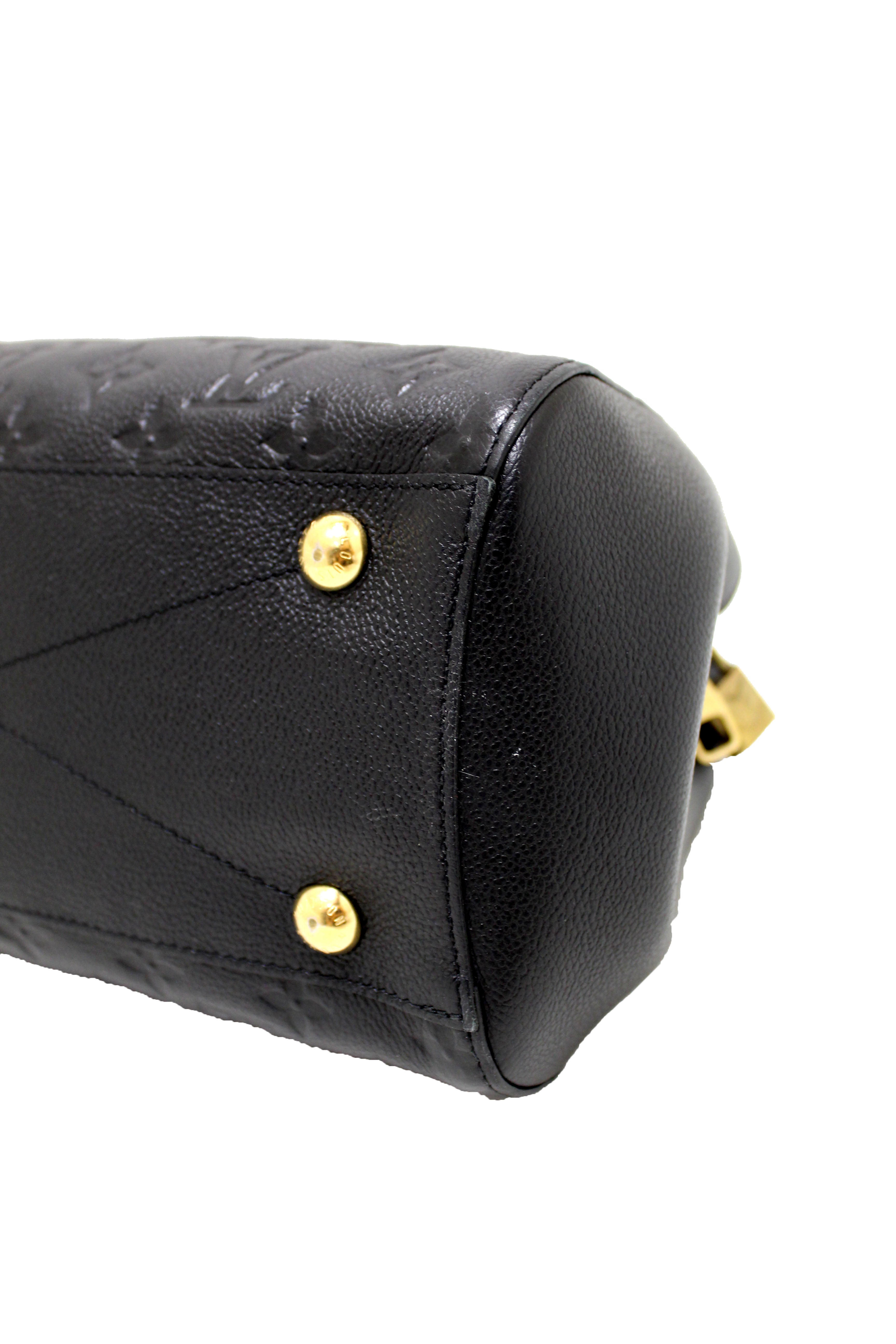 Authentic Louis Vuitton Black Monogram Empreinte Leather Montaigne MM Handbag - Luxury Designer Tote for Women, Perfect for Work, Travel & Everyday Use