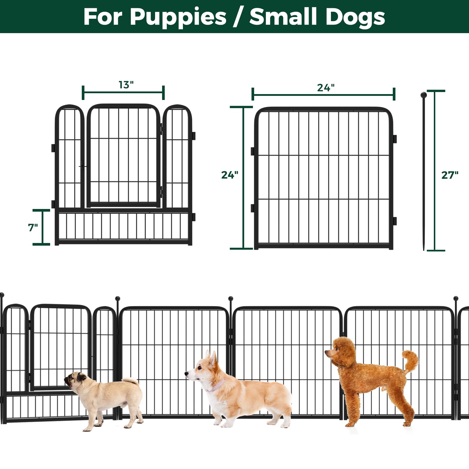 FXW Instant Portable Dog Playpen - 24 Inch Height, 16 Panels Pet Fence for Small Dogs & Puppies | Lightweight Outdoor Play Yard for Camping, RV Trips, Backyard & Indoor Use | Patented Design