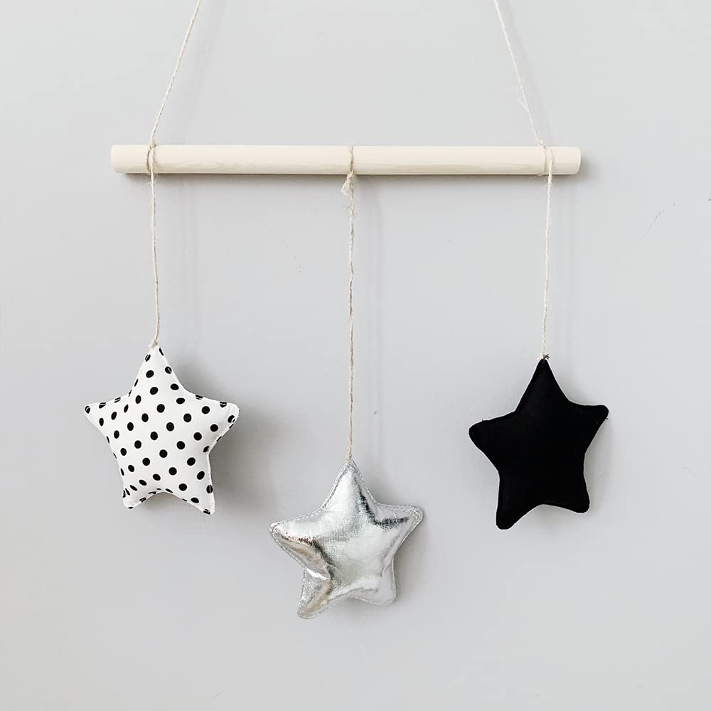 Star Moon Wall Hanging Decor Ball - Nursery Decor for Kids Room, Girls Bedroom & Baby Shower | Playroom & Classroom Wall Decor | Perfect for Birthday Parties, Themed Rooms & Cozy Spaces (Gray)