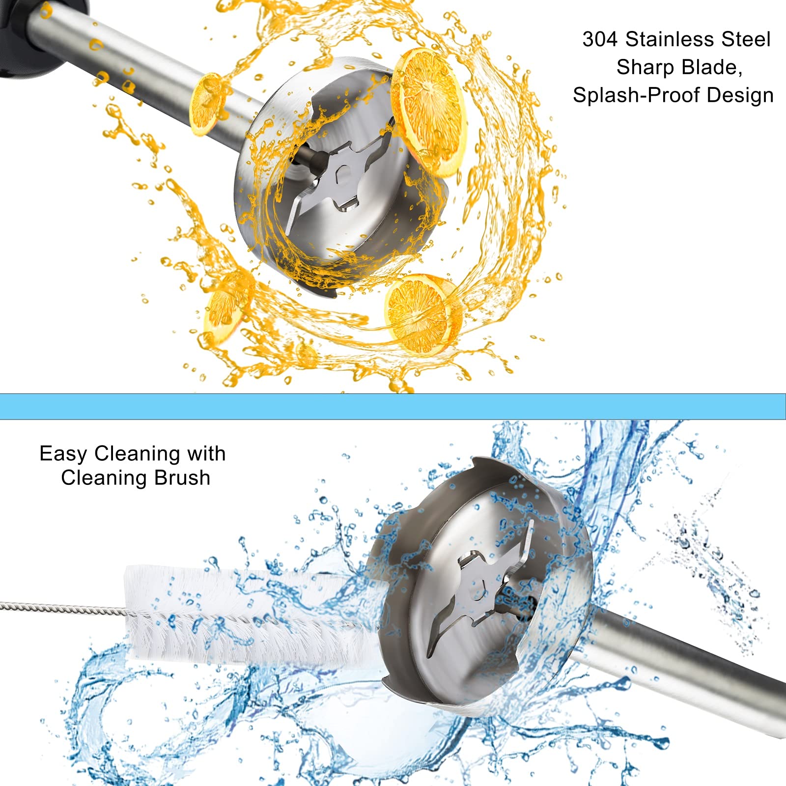Keylitos 5-in-1 Immersion Hand Blender - 12-Speed Powerful Stick Blender with 304 Stainless Steel Blades, Food Chopper, Mixing Beaker, Whisk & Milk Frother - Perfect for Smoothies, Baby Food, Sauces, Purees & Soups - Ideal for Home Kitchen, Restaurant & Meal Prep