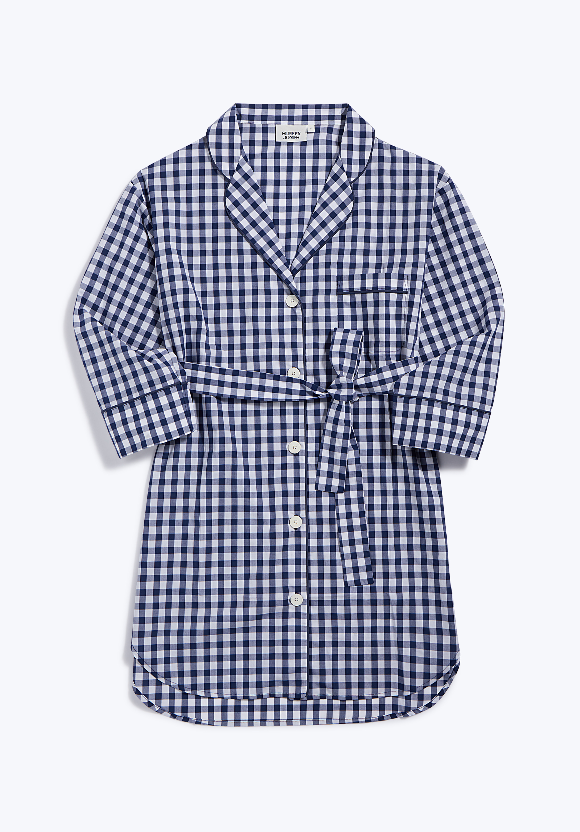 Marina Shirt Dress - Women's Large Blue Gingham Button Down Dress for Casual Wear, Office & Summer Outings