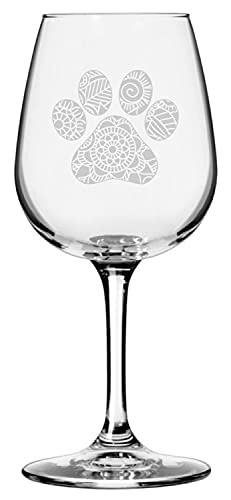 Paw Mandala Wine Glass 12.75oz - Puppy Love Prints for Dog Lovers